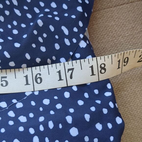 Kona Sol 1 Piece Swim 17 Dot Ruffle Shoulder One Piece Slim Swimsuit Navy Blue - Picture 10 of 14